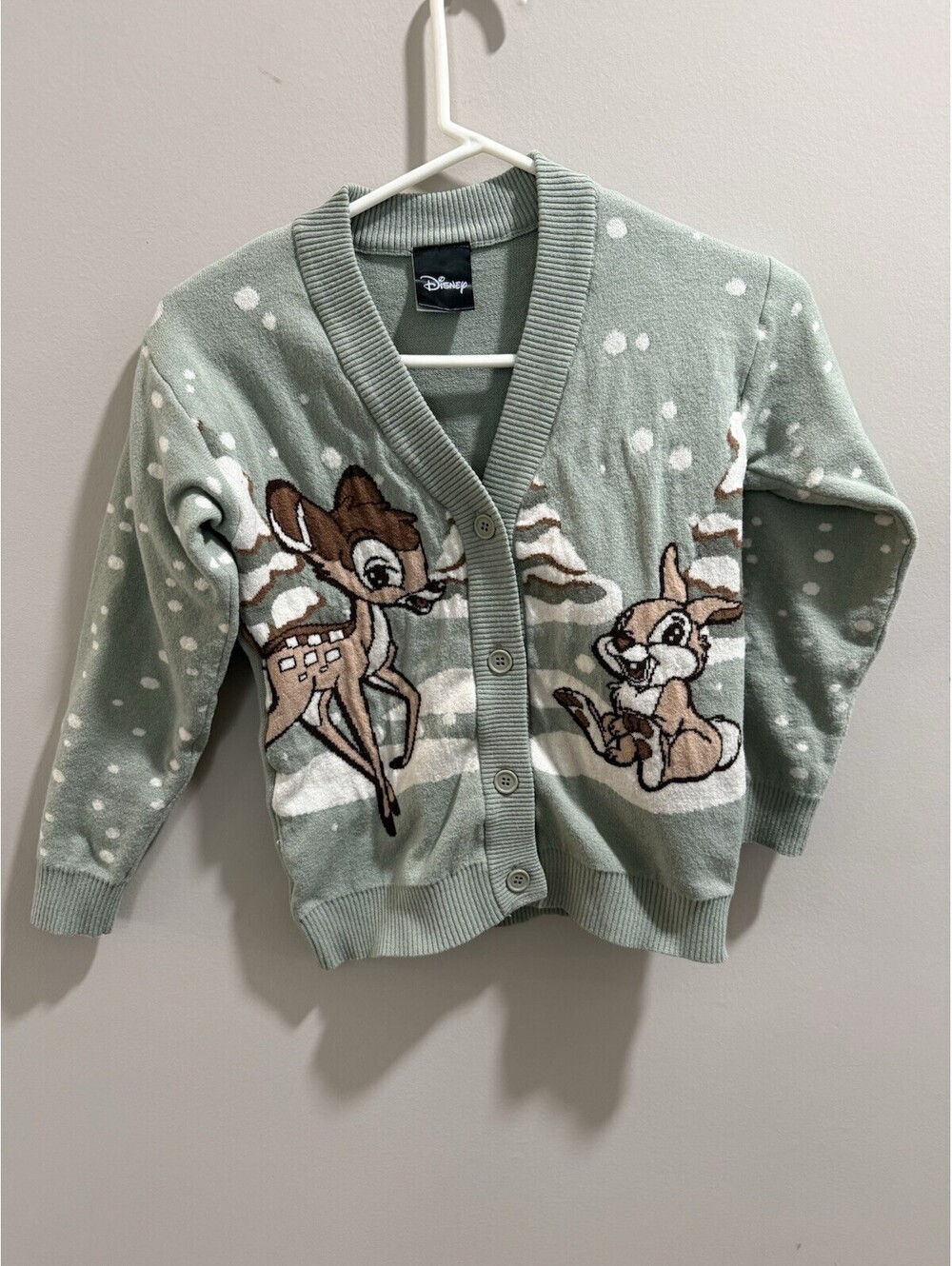 Disney Girls' Sage Green Bambi Cardigan Sweater